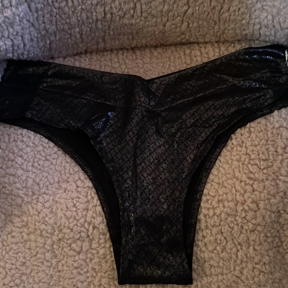 SKIMS Metallic Black Sheer Cheeky Panties